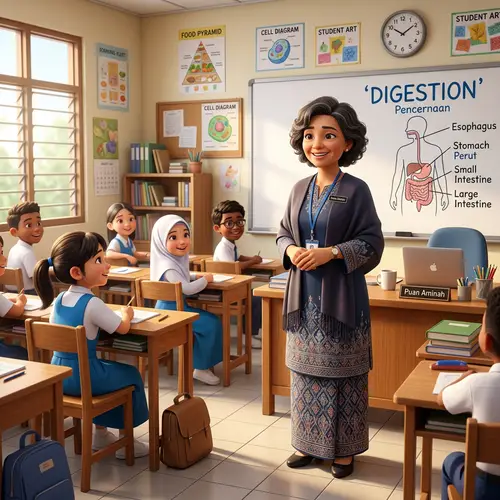 Cheerful Classroom Scene Featuring a Malaysian Teacher
