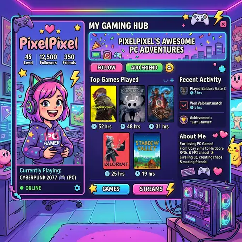 Colorful Gamer Girl Profile Design