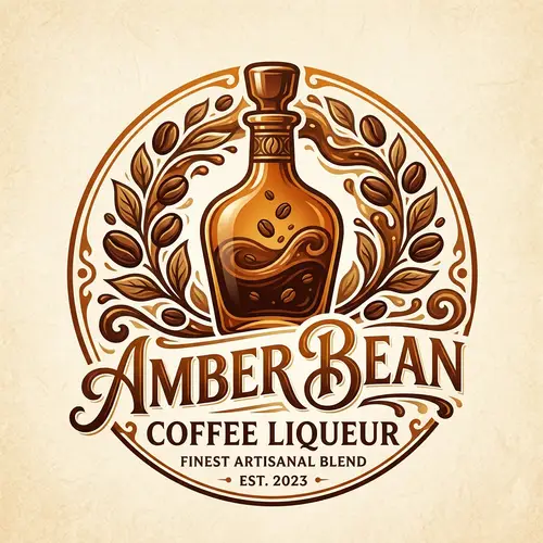 Coffee Liqueur Logo Design | Elegant Typography & Warm Palette