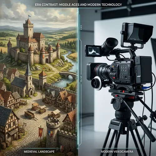 Middle Ages Inspired Image with Videocamera Element