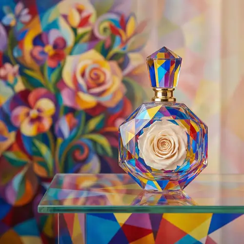 Delicate Flower Perfume Bottle Still Life | Orphism Style