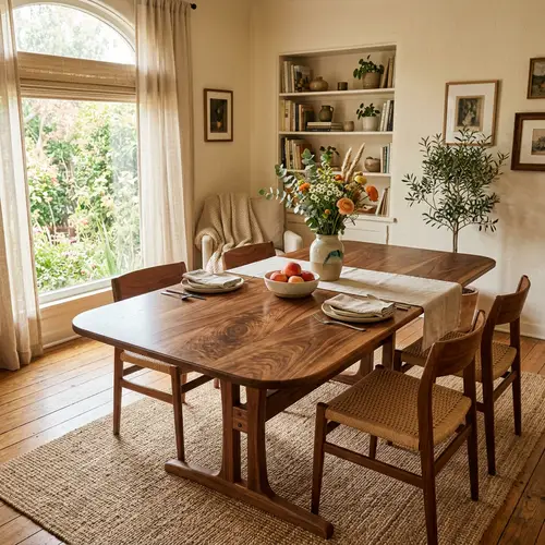 Brightly Lit Room with Stylish Table Design