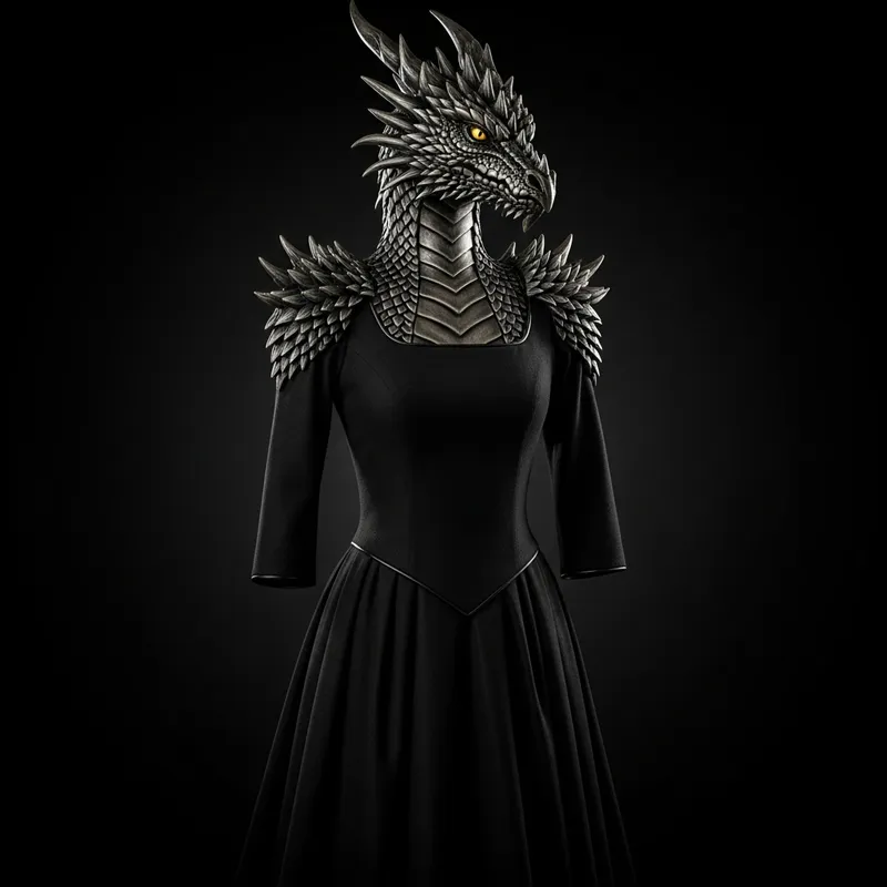 Black Medieval Dress Inspired by Dragons