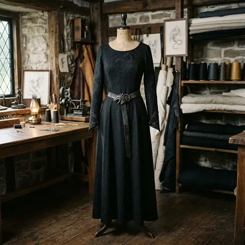 Black Medieval Dress Inspired by Dragons