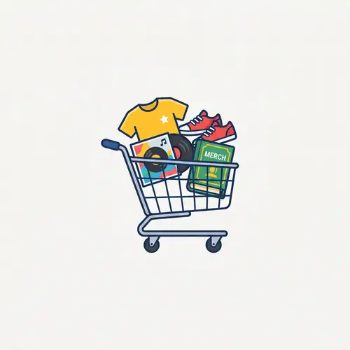 Merchandising Icon: Mini Shopping Cart with Popular Products