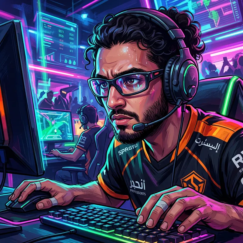 Intense Cyberpunk Esports Player Art