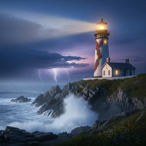Solitary Lighthouse: A Beacon Amidst the Storm