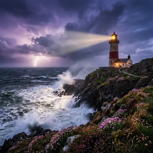 Solitary Lighthouse: A Beacon Amidst the Storm