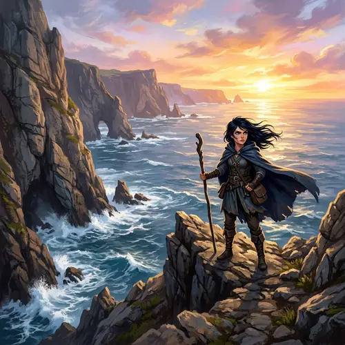 Majestic Coastal Landscape Illustration: A Tale of Determination