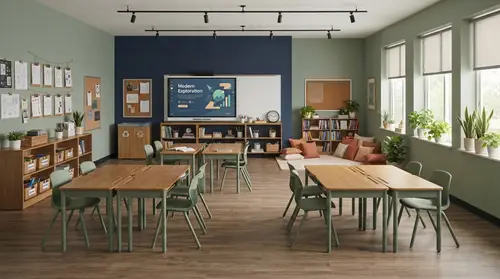 Modern Calm Classroom Design for Middle Schools