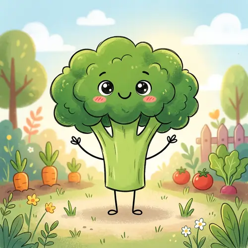 Cute Cartoon Broccoli Illustration
