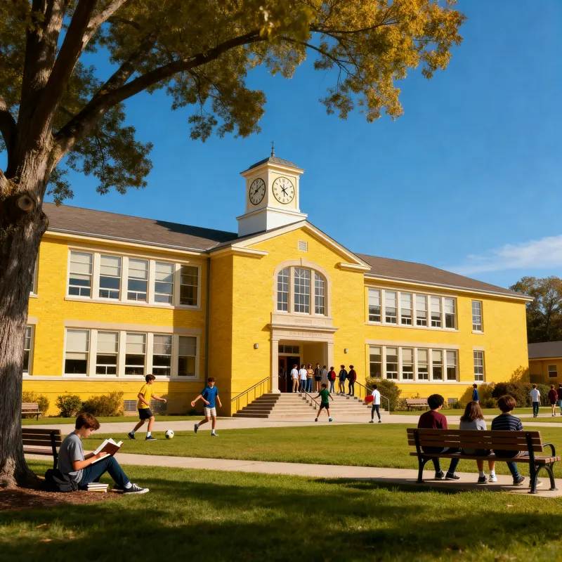 Traditional Yellow Brick School Building Traditional Yellow Brick School Building