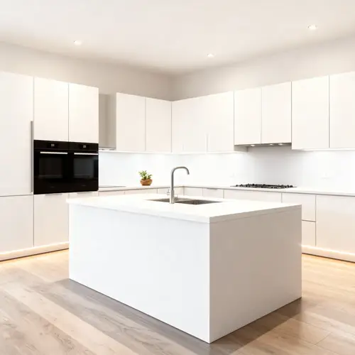 Ultra-Minimalist Kitchen Design with Oversized Island