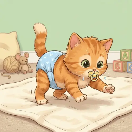 Cute Newborn Kitten Learning to Crawl | Adorable Cartoon Scene