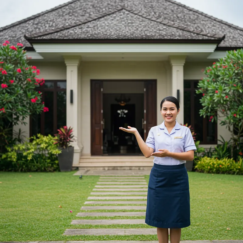 Welcoming Gesture of Foreign Maid