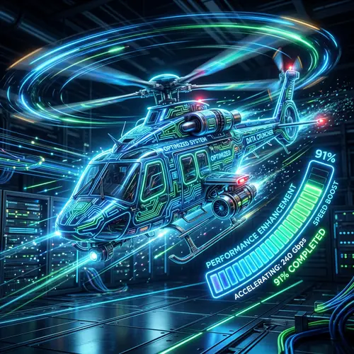 Boost Computer Speed with Futuristic Helicopter Rotor Symbolism