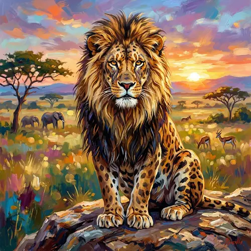 Majestic Feline Hybrid with Lion Features