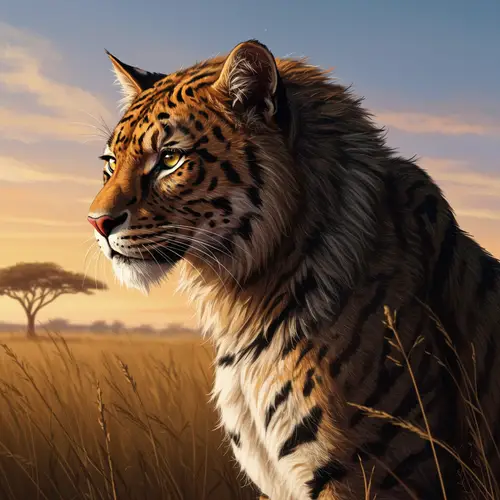 Majestic Feline Hybrid with Lion Features