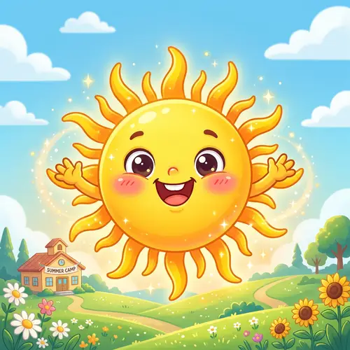 Cheerful Cartoon Sun for Summer Courses