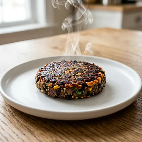 Vegan Black Bean Patty on White Plate | Clean Eating Delight
