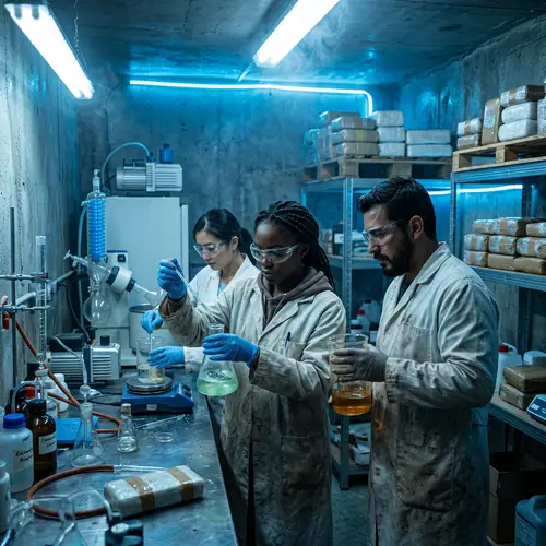 Underground Chemists in Blue-Hued Lab | Clandestine Substances
