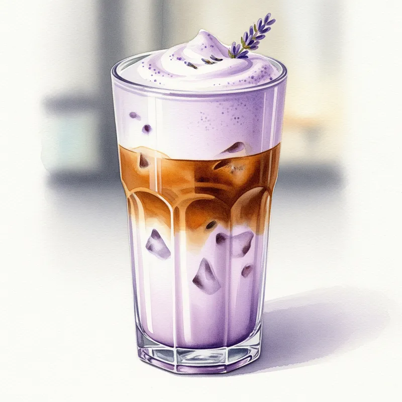 Iced Lavender Latte Watercolor Art | Serene Beverage