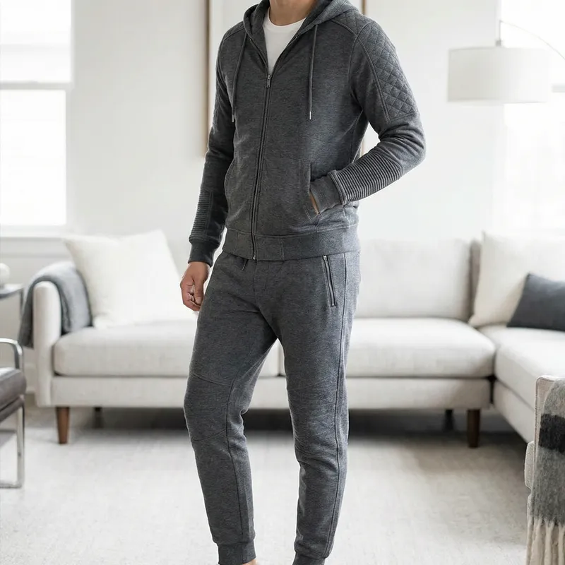 Stylish Gray Home Clothes with Biker Elements
