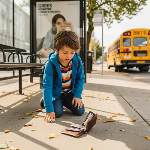 Boy Finds Wallet at Bus Stop