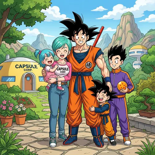Goku and Bulma with Their Children