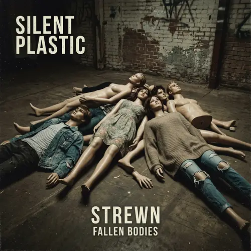 Album Cover with Scattered Mannequins on the Floor