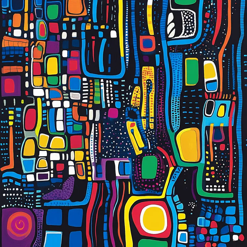 Vibrant Abstract Metropolis Art | Unique Line & Dot Design Vibrant Abstract Metropolis Art | Unique Line & Dot Design