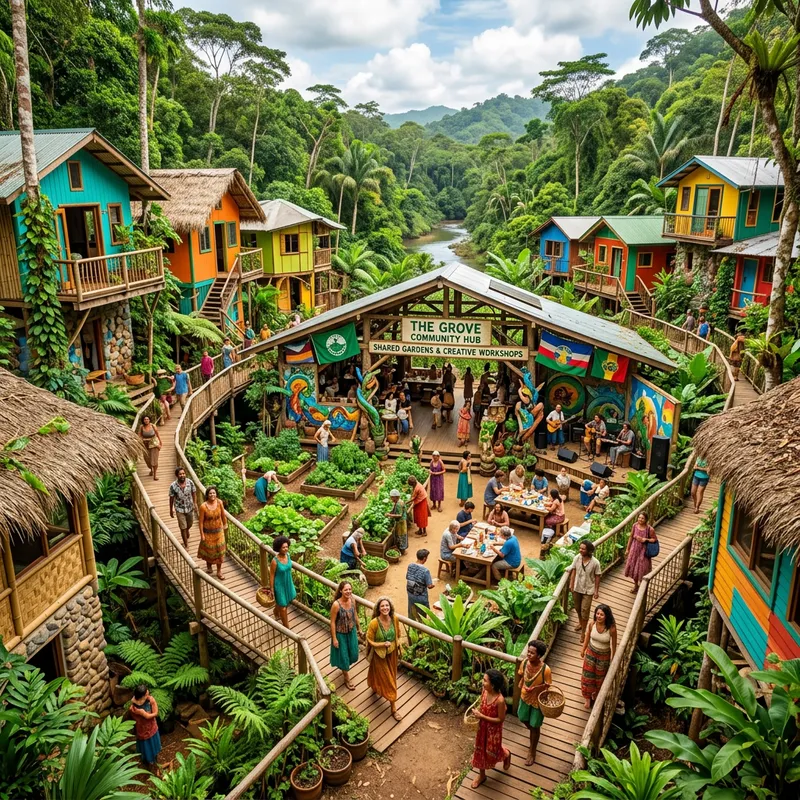 Innovative Eco Community: Sustainable Homes & Creative Spaces