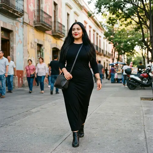 Curvy Latina Woman in Black Abaya