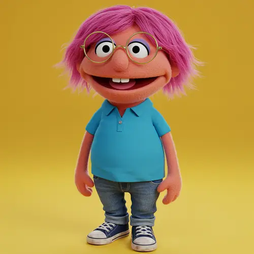 Muppet-Inspired Style: Woman in Blue Polo and Jeans