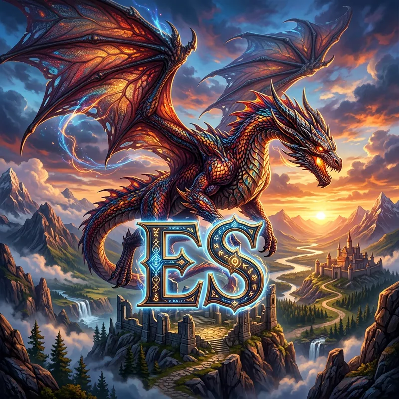 Modern Dragon Art featuring Letters E and S | Intricate Details