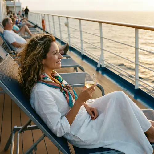 Hispanic Woman Enjoying Ocean Cruise Vacation | Peaceful and Liberating Experience