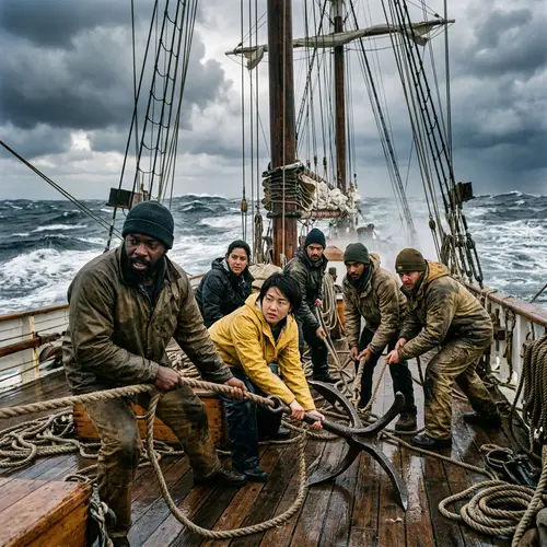 Diverse Group of Sailors Working Aboard Ship | Ocean Elements