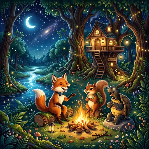 Engaging Children's Story Scene in Enchanting Forest