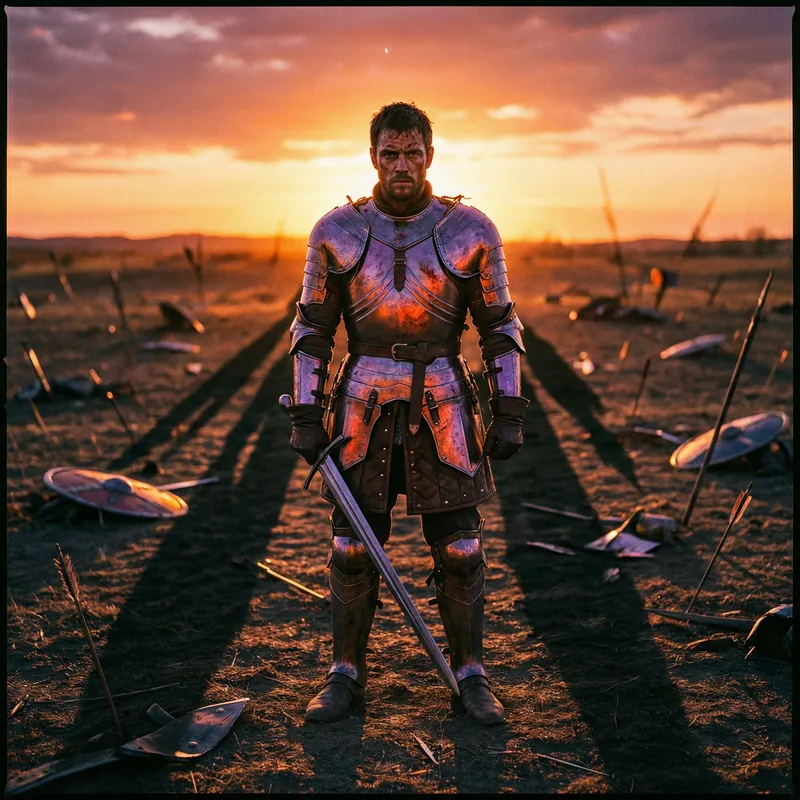 Fierce Guerrero on Battlefield at Sunset Fierce Guerrero on Battlefield at Sunset