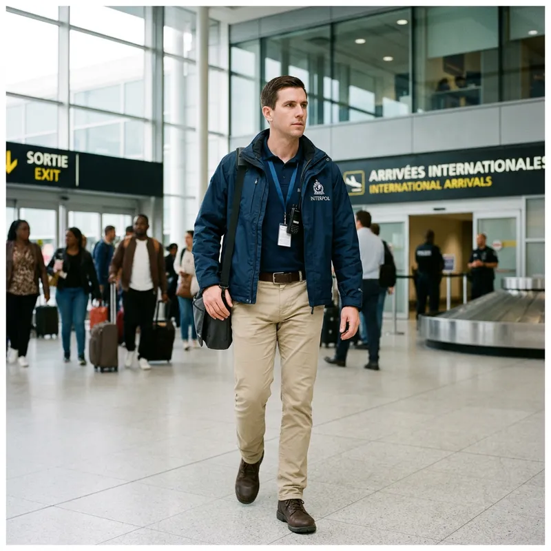 Interpol Officer in Khaki Pants - No Hat