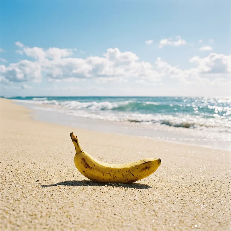 Solitary Banana on Beach | Tropical Vibe with Sunshine