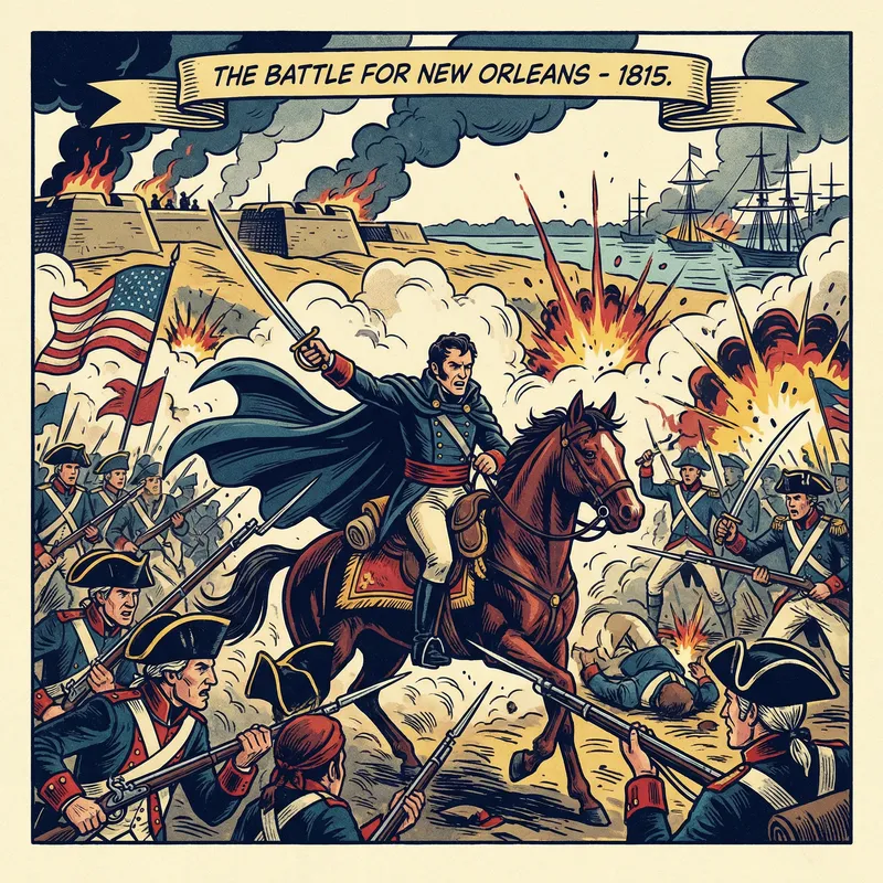 Vibrant Battle of New Orleans: Heroic General & Troops