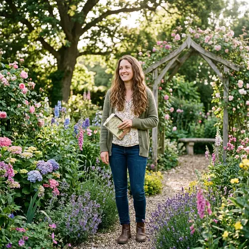 Loved Wife with Long Hair in Serene Garden | Reading Enthusiast