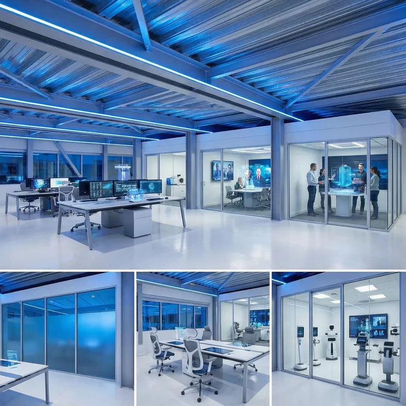 High-Tech Modern Office Building Interior | Main Floor & Five High-Tech Rooms