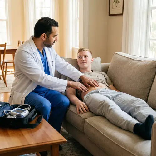 David's Checkup: Caring Doctor Examines Young Patient