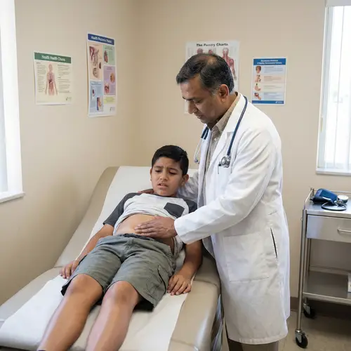 Professional Doctor Examining Aching Belly | Medical Clinic Visit