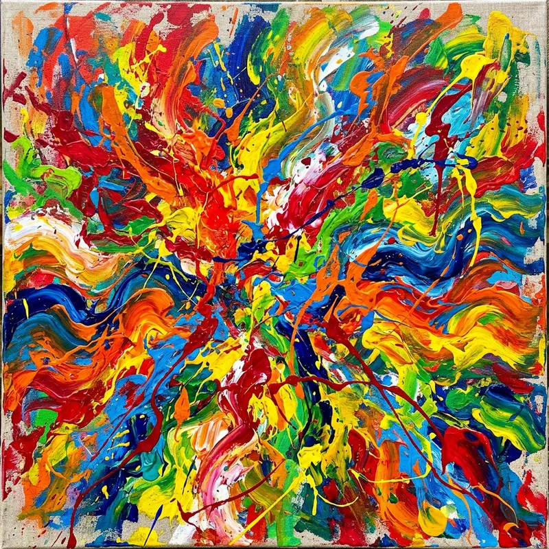 Colorful Abstract Painting: Energetic Color Explosion Colorful Abstract Painting: Energetic Color Explosion