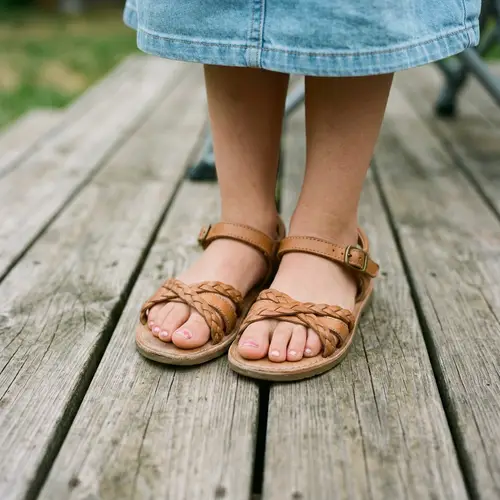 Young Girl Open-Toe Shoes Close-Up View