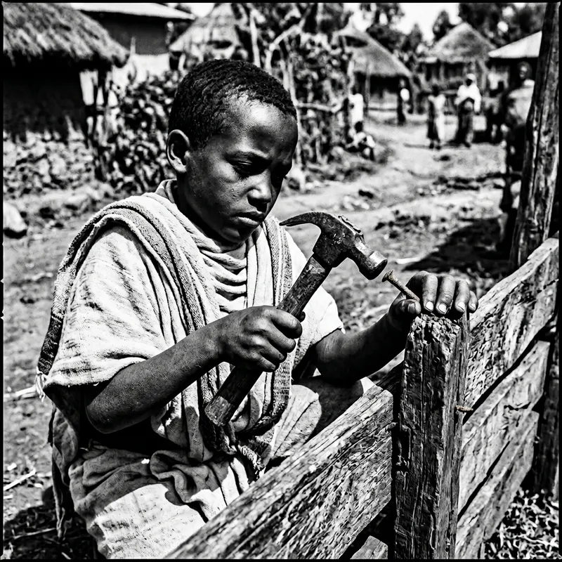 Ethiopian Boy in Traditional Attire - A Vintage Moment