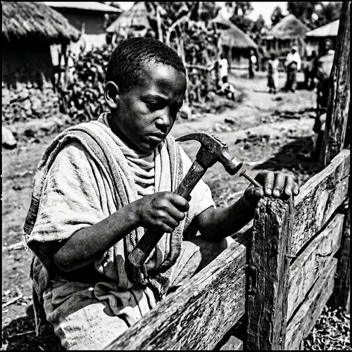 Ethiopian Boy in Traditional Attire - A Vintage Moment